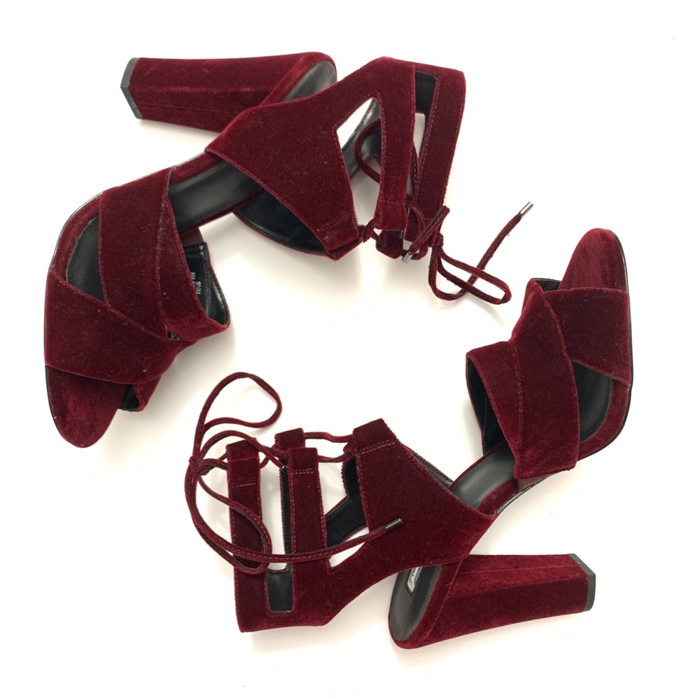 NEW Halogen Burgundy Lani Strappy Lace-Up Sandals - Picture 2 of 11